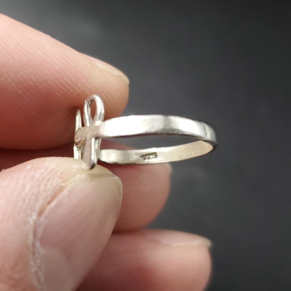 Size 4.75 Sterling Silver Triple Ankh Band Ring - Picture 3 of 6